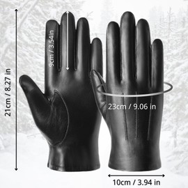 LUFFLOK Black Mens PU Faux Leather Gloves, Touchscreen Texting Winter Warm Gloves with Thin Inner Fleece, Cold Weather Outdoor Driving Soft Gloves for Men and Women, Function Autumn & Winter (Black)
