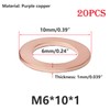 Qrity 20pcs Flat Washers Copper Flat Washers Gasket M6 Copper