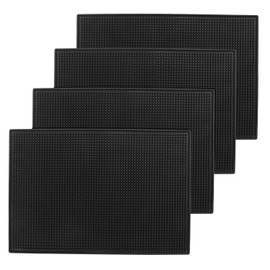 4 Pack Rubber Bar Mats, 18" x 12" Black Bar Service Mat, Spill Mat for Countertop, Bartending, Rubber Bar Mats, Efficient and Stylish Solution for Every Bartending Need,by KUKLIPJIM