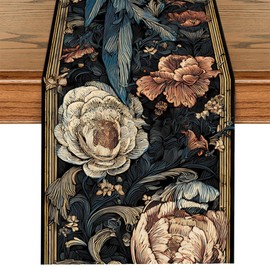 Bird and Floral Table Runner 13x72 Inch, Elegant Nature Design with Birds and Flowers, Spring Table Decor for Dining, Home, Garden Parties