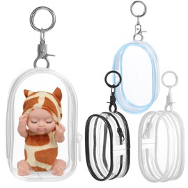 ibasenice Bolsa Transparente para Exhibición De Figuras con Llavero Y Cremallera 4 Piezas 5.70X2.55X1.49In Bolsa Pequeña para Almacenamiento Y Transporte De Muñecas