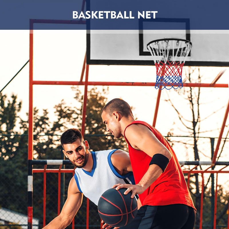 2PCS Basketball Net, Tri- Colour Netball Net Weighted and Bold
