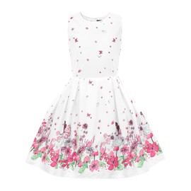 BlackButterfly Kids 'Kira' Vintage Fairy 50's Childrens Girls Dress (White, 7-8 YRS)