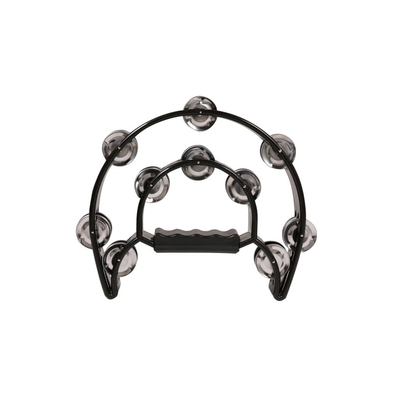 Kikutani 828C BLK Lightweight Plastic Half Moon Tambourine, Black