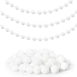 3 Pack Pom Pom Garland Colorful Felt Ball Garland Decorations, 6.5 Feet Long with 30 Balls Banner Hanging Supplies for Christmas, Birthday, Parties (White)