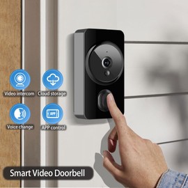 WOCOKA Smart Wireless Video Doorbell,Wireless Video Doorbell,Equipped with Call,Video,Photo,and Video Recording Functions.(2024 Release,Black)