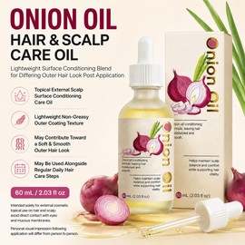 Onion Hair Oil 60mL (2.03 fl oz) - Plant-Sourced Hair Cosmetic Blend, Paraben-Free Sulfate-Free Silicone-Free, Daily External Use for Scalp Surface & Hair