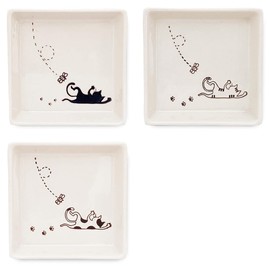J-kitchens Kobosho Sho~ This Cat, Square Shape, Small Plate, Set of 3 (Mike, Tiger, Black), Hasamiyaki, Made in Japan