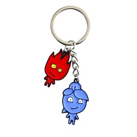 VNEWSCHI Ice Fire Keychain Cartoon Doll Keyring Blue and Red Key Chain Game Character Key Ring Car Keys Enamel Metal Keychain Pendant for Handbag Charms Gift