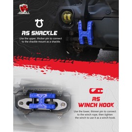 AMBULL Heavy Duty H-Shaped Towing Winch Shackle, Winch Fairlead Hook, Dual Pin Design (0.875” & 0.55”) Shackle Winch Hook for Towing, Recovery, Off-Road, 17,636 lbs Working Load-2 Pack, Blue