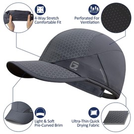 Sport cap,Soft Brim Lightweight Waterproof Running Hat Breathable Baseball Cap Quick Dry Sport Caps Cooling Portable Sun Hats for Men and Woman Performance Workouts and Outdoor Activities Dark Grey