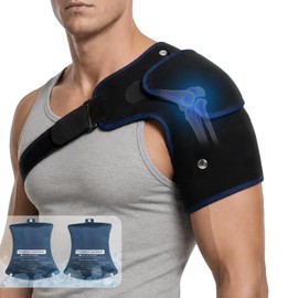 Shoulder Ice Packs, Shoulder Ice Wrap, Pro Ice Shoulder and Elbow, Cervical Ice Pack for Neck, for Relieving Rotator Cuff Pain, Including 2 Gel Ice Packs Reusable and 1 Extension Strip