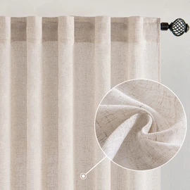 MIULEE Natural White Linen Curtains 84 Inch Length 2 Panels for Bedroom Living Room Back Tab Soft Thick Linen Textured Window Drapes Semi Sheer Light Filtering Privacy Farmhouse Curtains 42 Inch Wide