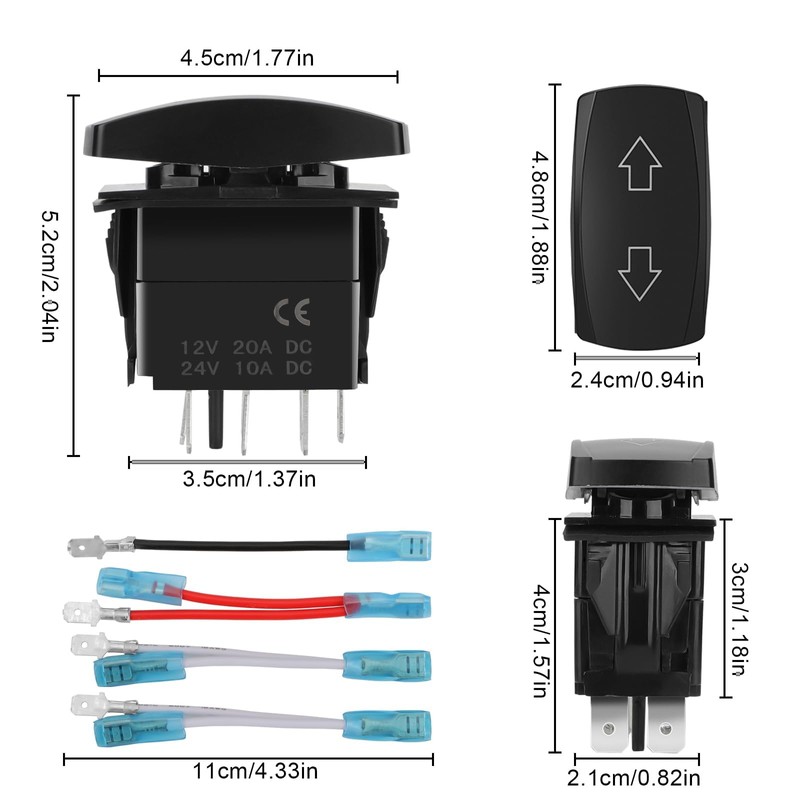 Linkstyle Momentary Rocker Switch, 7 Pin DPDT 20A ON-Off-ON Up/Down