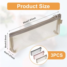 Styquenzer 3PCS Small Makeup Pouch, Mesh Makeup Brush Bag Portable Travel Cosmetic Bag Mesh Multifunctional Clear Bags for Home Office Supplies Cosmetics Make Up Travel Accessories