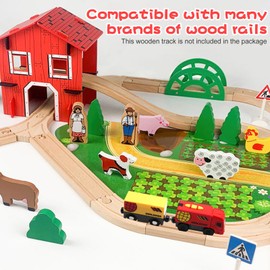 OBEST Mini Train Toy for Kids, Electric Railway Train Set, Locomotive Compatible with Wooden Rails,Small Truck Toy for Kids from 3 Years Old