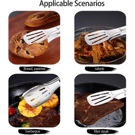 2Pcs Stainless Steel Kitchen Tongs, BBQ Tongs,Grill Tongs,Non Stick Heat Resistant Tongs for Cooking, Buffet, Salad Serving.