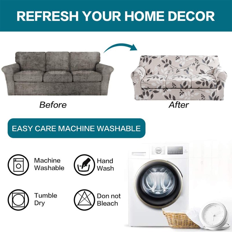 KRFOONN 4 Piece Stretch Sofa Couch Covers for 3 Cushion