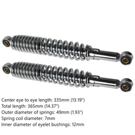 Motorcycle Shock Absorber Chrome Shocks Eye To Eye 335mm Compatible with S65 CL/CT70 XL75 CL/CT/CM/S90 CM91 CT110 Silver