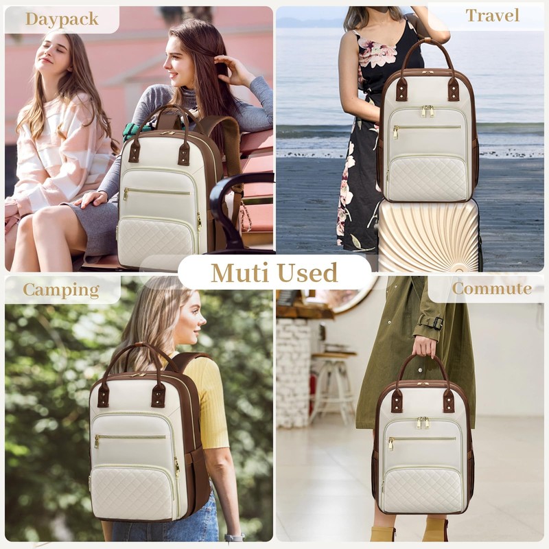 15.6 Inch Laptop Backpack, Lunch Backpack for Women, Water Resistant