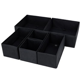 Mordx 6 Pack Drawer Organizers for Clothing, Dresser Drawer Organizer Clothes,Closet Organization for Clothing, Baby Clothes, Underwears, Socks (black)