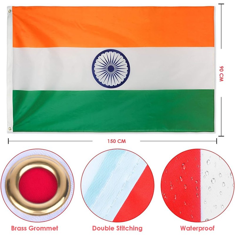India Flag 90 * 150 cm(3 * 5FT),Indian Flag,Polyester Thickness,