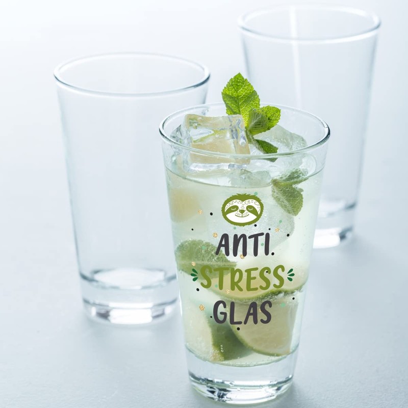 GRAVURZEILE Leonardo Water Glass with UV Print - in Anti-Stress