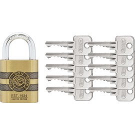 ABUS Brass Padlock 83/45 Iron Rock Anniversary Lock with 10 Keys vs. Hardened Steel Shackle, Nano Protect, Weatherproof, Level 8