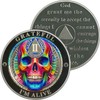 DeDecoml Sobriety Token Rainbow Skull Design with Inspirational Prayer（2 Year）