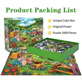 Puzzles 1000 Pieces for Adults jigsaw puzzles for adults-Humorous RV & Family Picnic Funny Outdoor Camping-1000 Piece Puzzle Classic Educational Games Beautiful Decoration Puzzle