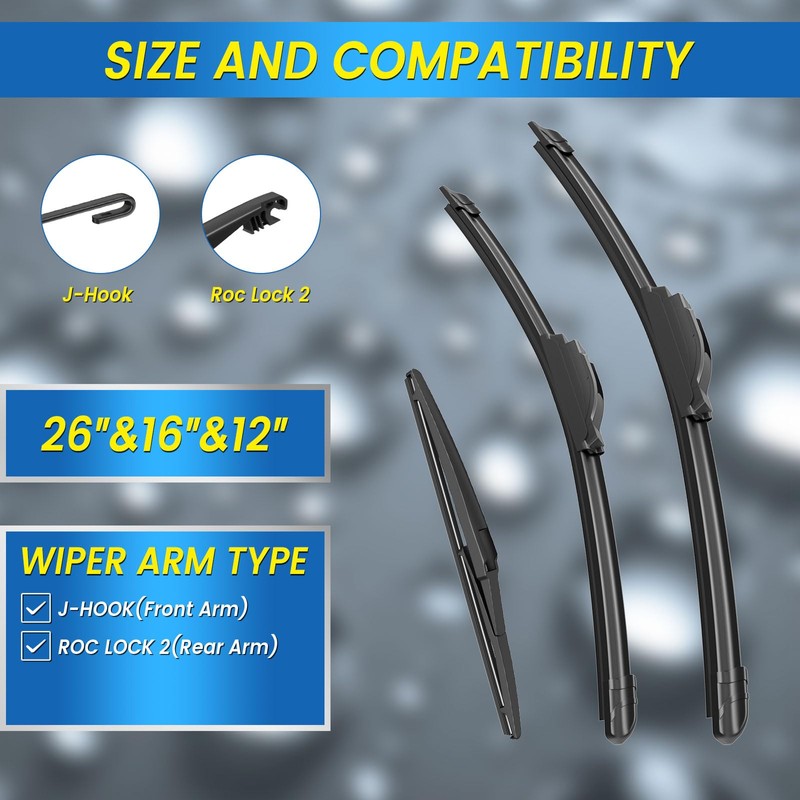 Gavimnal® 26"+16"+12" Windshield Wiper Blades Replacement For Toyota Rav4 2019