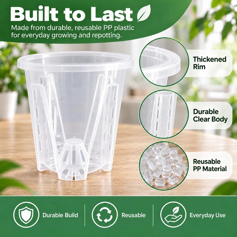 Clear Orchid Pots, 4 inch, 10-Pack
