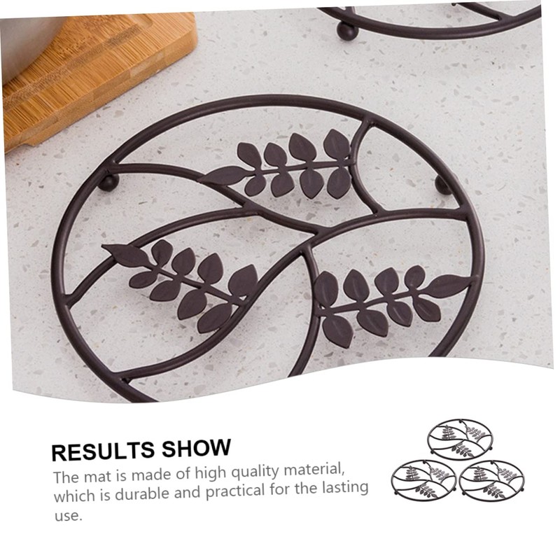 Mobestech 3pcs Iron Art Tableware Mat Heat Insulation Pad for