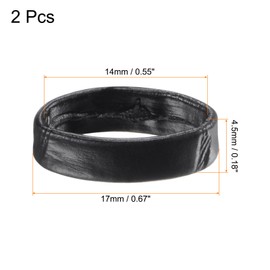 sourcing map PU Leather Loops Replacement Retaining Ring Keeper for 14mm Width Watch Band, Black 2 Pcs