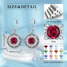 January Birthstone Earrings Garnet Earrings 925 Sterling Silver Filigree Dangle Drop Earrings Birthday Anniversary Fine Jewelry for Women Girls