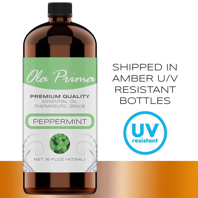 Ola Prima Peppermint Essential Oil Therapeutic Grade 16 oz for