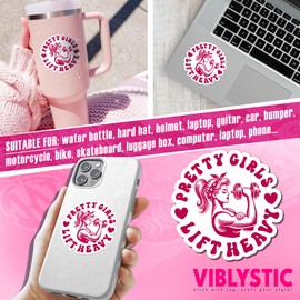 (3Pcs) Pretty Girls Lift Heavy Sticker 2" Funny Women Workout Fitness Strong Gym Powerlift Exercise Die-Cut Waterproof Vinyl Stickers for Laptop Water Bottle Hard Hat Decal Birthday Gifts 2 Inches