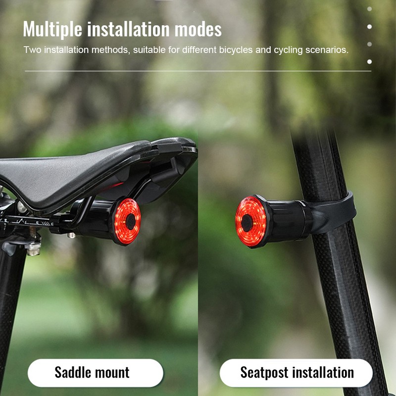 Smart Bike Tail Light Auto On/Off Rechargeable Ultra Bright IPX6