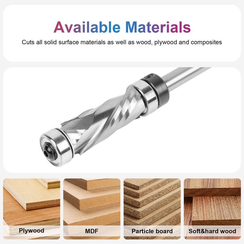 SpeTool Spiral Flush Trim Router Bit 1/4 Inch Shank Double