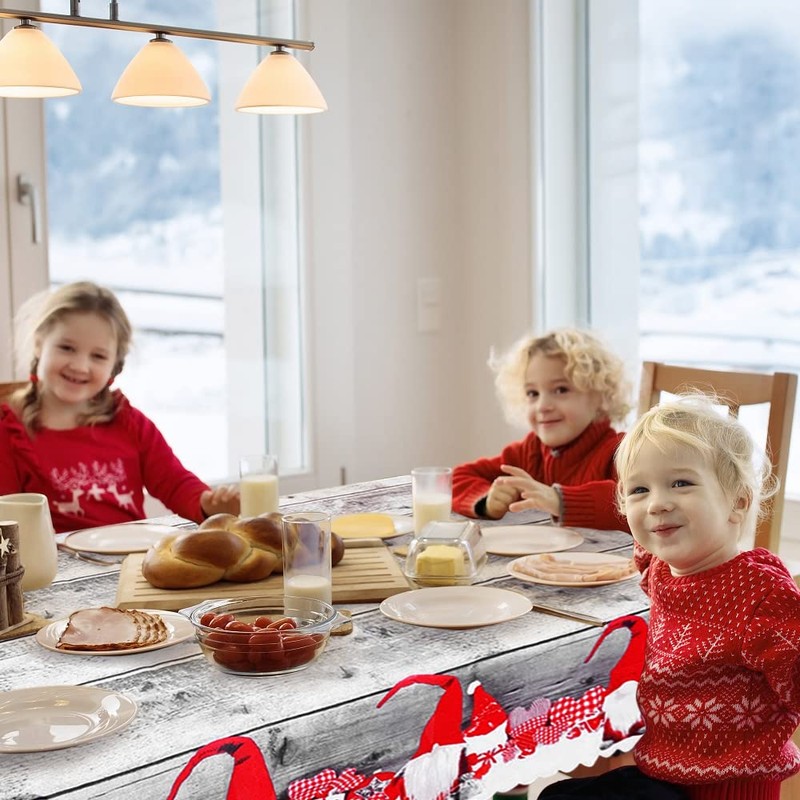 Gukasxi Christmas Table Cloth Rectangular Christmas Tablecloth Grey Xmas Table