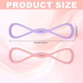 2pcs Figure 8 Exercise Resistance Bands, Silicone Pink Purple Home Workout Resistance Elastic Arm Bands with Handles for Gym Yoga Back Shoulder Fitness Stretch Equipment(15LB/6,8KG, 25LB/11,34KG)