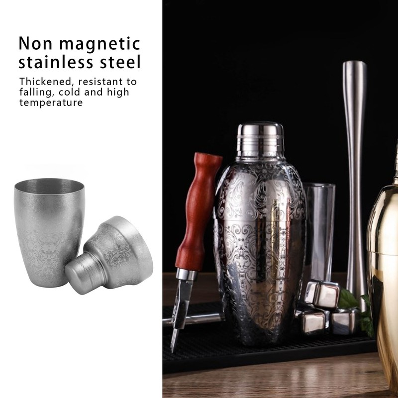 Cocktail Shaker 304 Stainless Steel Boston Shaker Mixer with Built