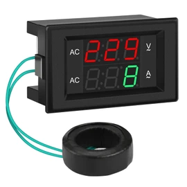 DROK Volt Amp Meter, AC 500V 200A Digital Voltmeter Ammeter Panel, 0.39 Inches LED 2in1 Multimeter, 2-Wire Voltage Amperage Tester Gauge with Current Transformer