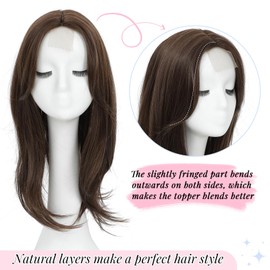 Molefi Hair Topper,18 Inch Long Layered Toppers for Women with Thinning Hair,Add Volume Synthetic Wiglets Pieces For Women 6.5"×6.5" Large Base for Daily Use(Soft brown)