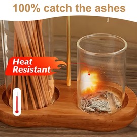 Livoravoli Wooden Upside Down Incense Holder for Sticks, Removable Glass Ash Catcher Incense Burner, Meditation Accessory for Yoga and Zen Spaces, Home Decor for Aromatherapy Sessions(Brown)