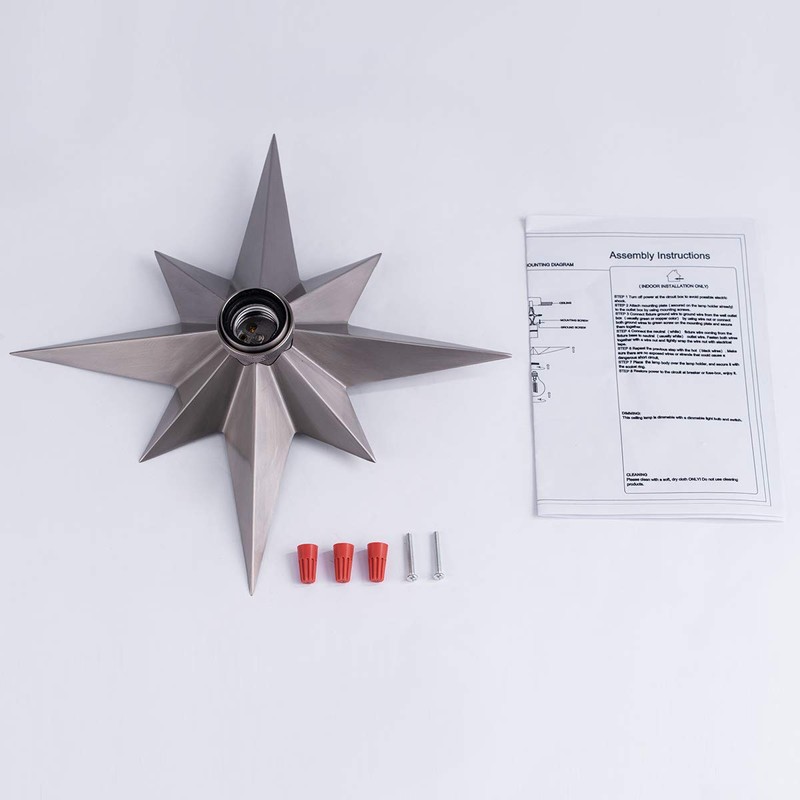 VILUXY Flush Mount Ceiling Light, Satin Nickel Star Light Fixtures