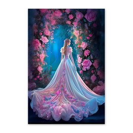 NSUAJOF 5D Fantasy Wedding Dress Diamond Painting Kits - Adult Beginner's DIY Full Round Diamond Crystal Wedding Dress Art Set, for Home Wall Decor and Creative Gift 8X12 Inch