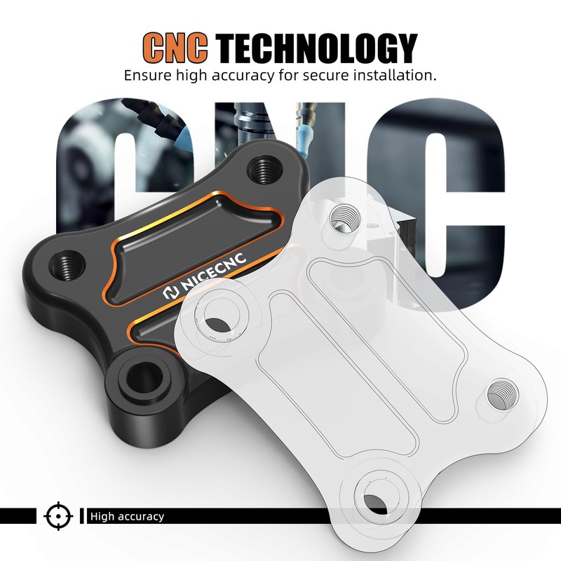 NICECNC Orange Handlebar Riser Pull Back Plate Aluminium Handlebar Displacement