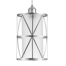 SHENGQINGTOP Modern Brushed Nickel Pendant Light with Frosted Glass, Transitional Metal Pendant Lighting Fixture for Kitchen Island Sink Dining Room Bar, Led Bulb Included
