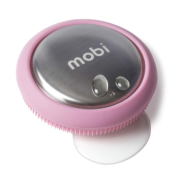 Mobi Odor Remover Steel Soap Bar and Vegetable Brush, Pink